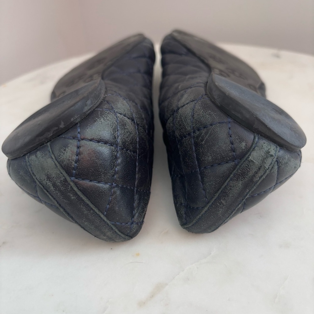 Tory Burch Black Quinn Quilted Round Toe Leather Ballet Flats Size 8 - Picture 9 of 10